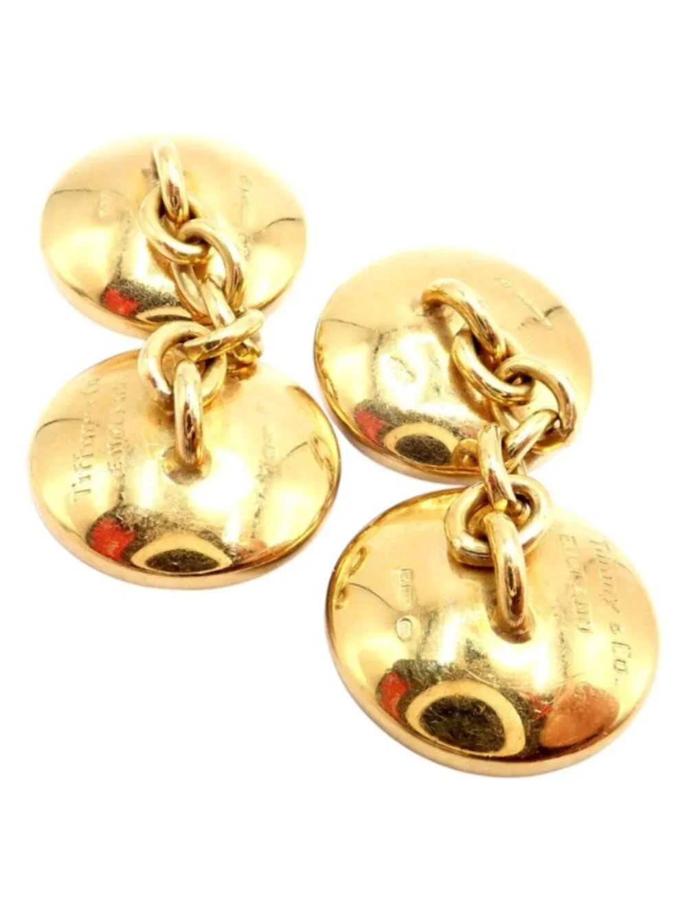 Vintage Tiffany & Co 18k Yellow Gold Essex Reverse Intaglio Field Mice Cufflinks